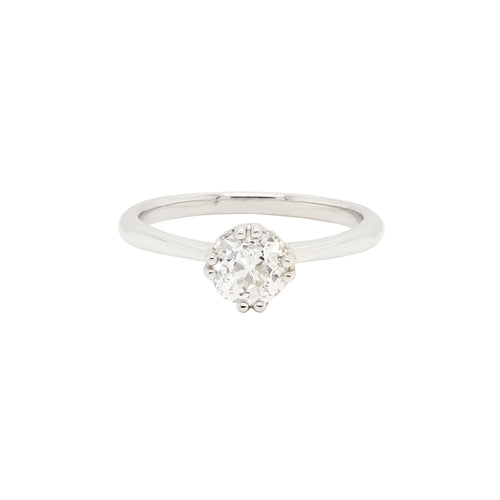 0.91ct Victorian Old European Cut Diamond and Platinum Solitaire Engagement Ring