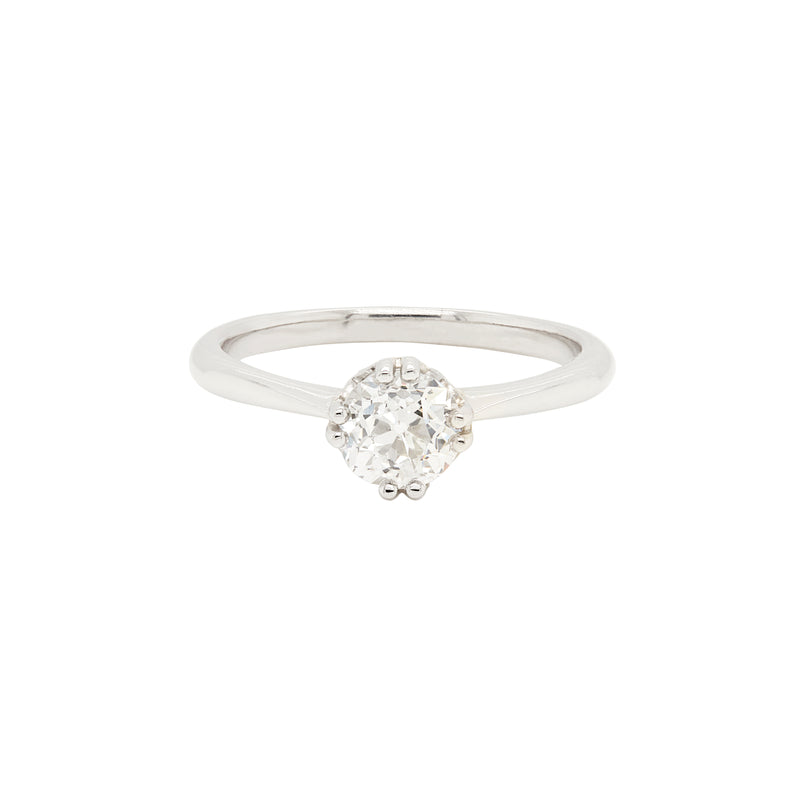 0.91ct Victorian Old European Cut Diamond and Platinum Solitaire Engagement Ring