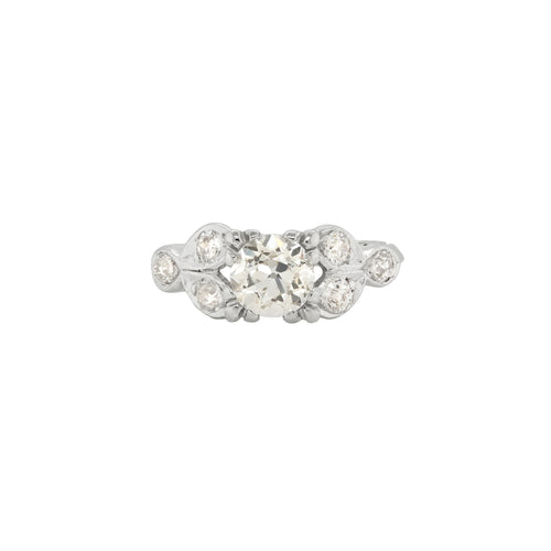 Vintage 0.99ct Old Cut Diamond and Platinum Engagement Ring, Circa 1950s