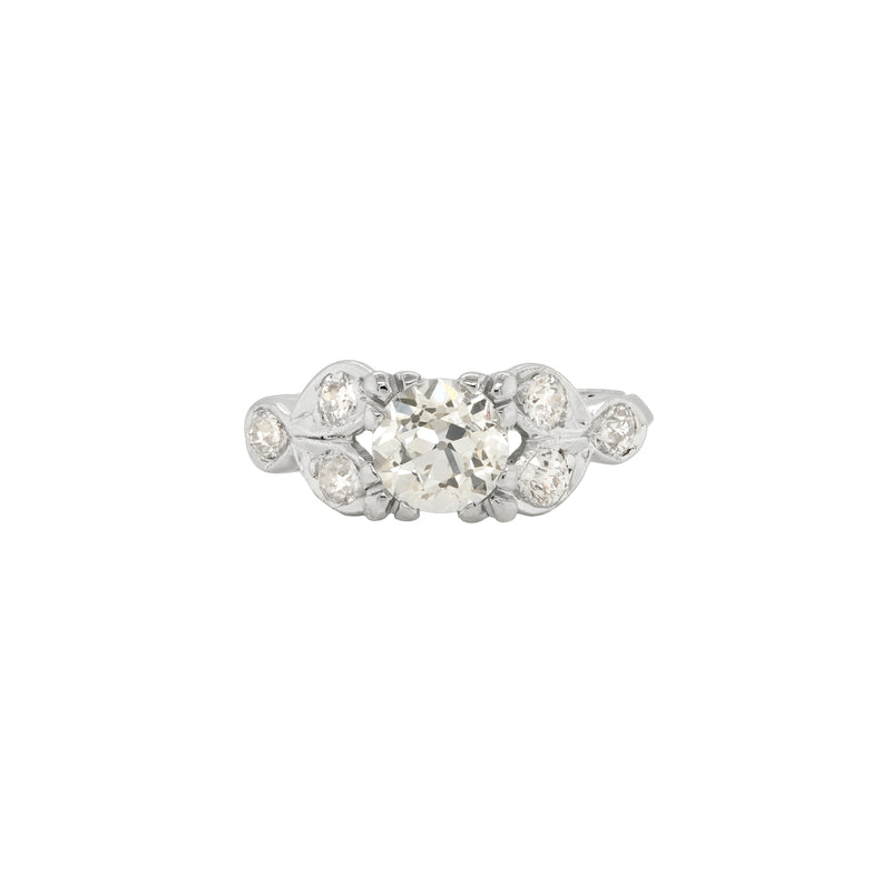 Vintage 0.99ct Old Cut Diamond and Platinum Engagement Ring, Circa 1950s