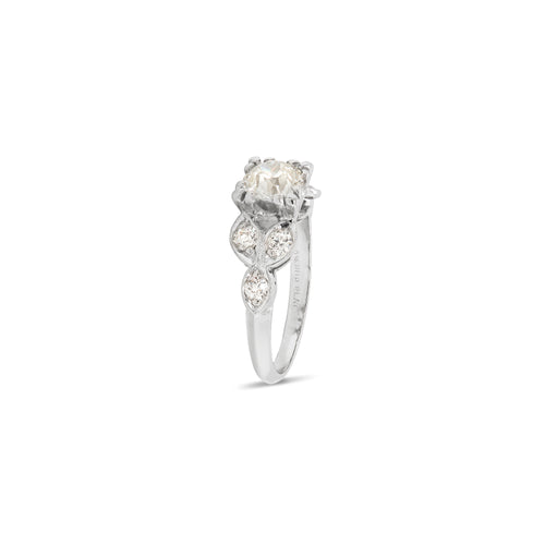 diamond and platinum 1950s engagement ring