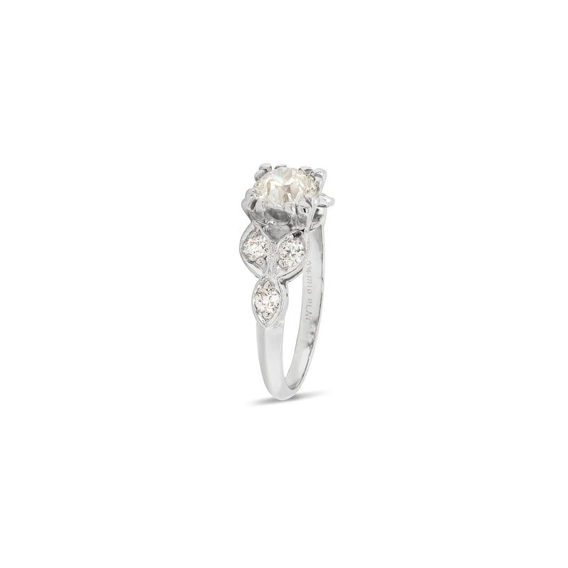 diamond and platinum 1950s engagement ring