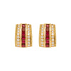 Ruby and Diamond 18 Carat Yellow Gold Earrings and Pendant Set