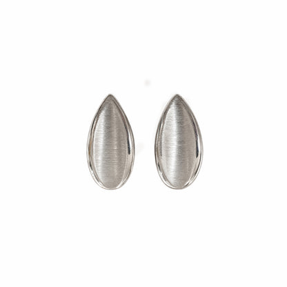 18 Carat White Gold Satin Finish Teardrop Stud Earrings