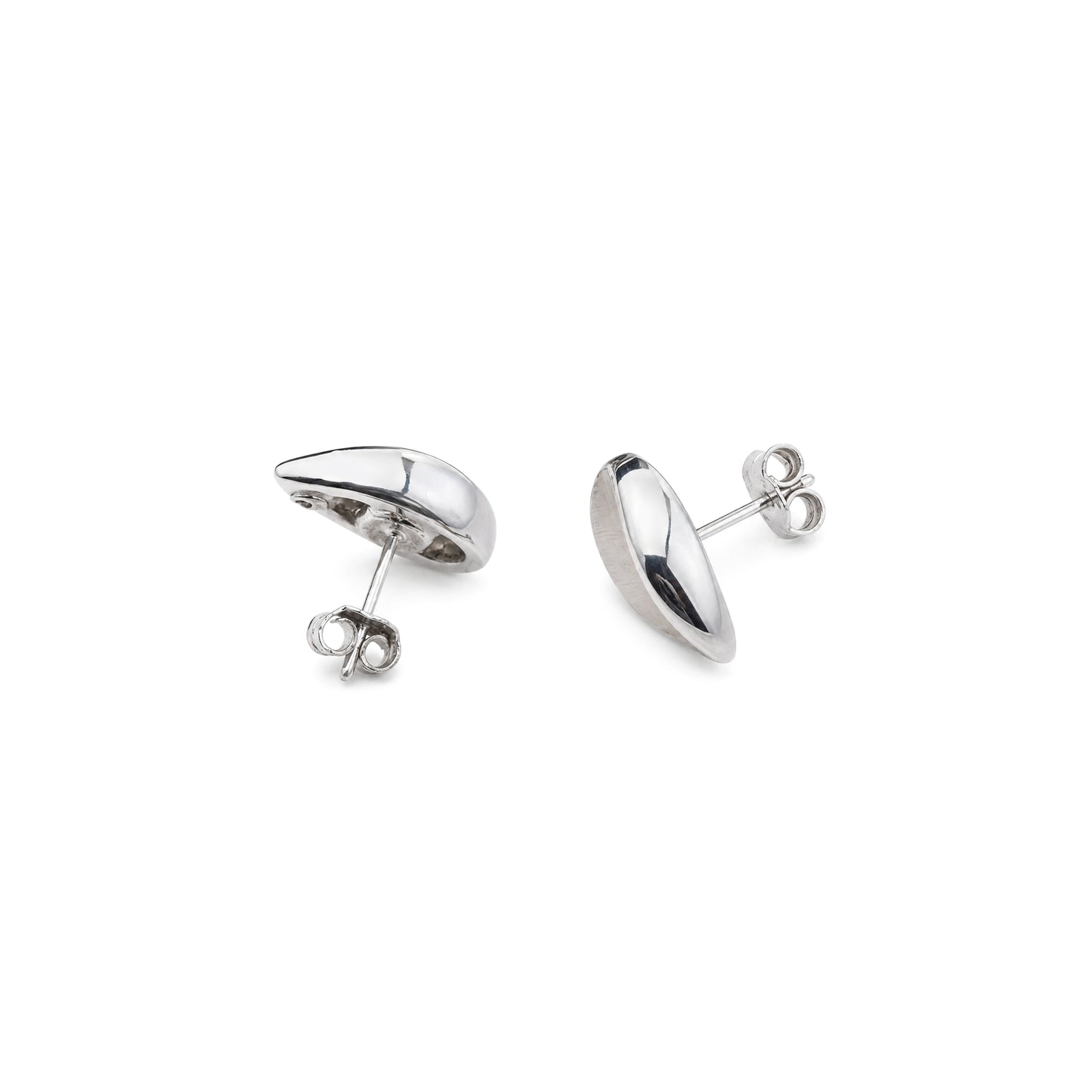 18 Carat White Gold Satin Finish Teardrop Stud Earrings