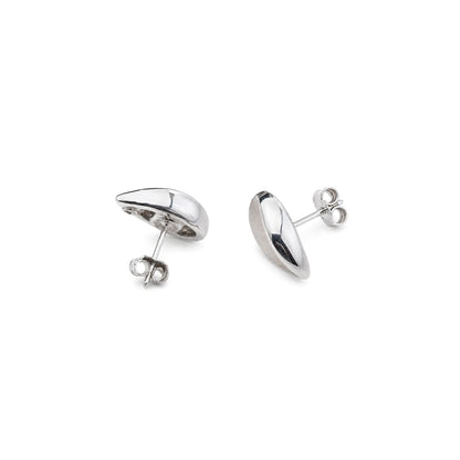 18 Carat White Gold Satin Finish Teardrop Stud Earrings