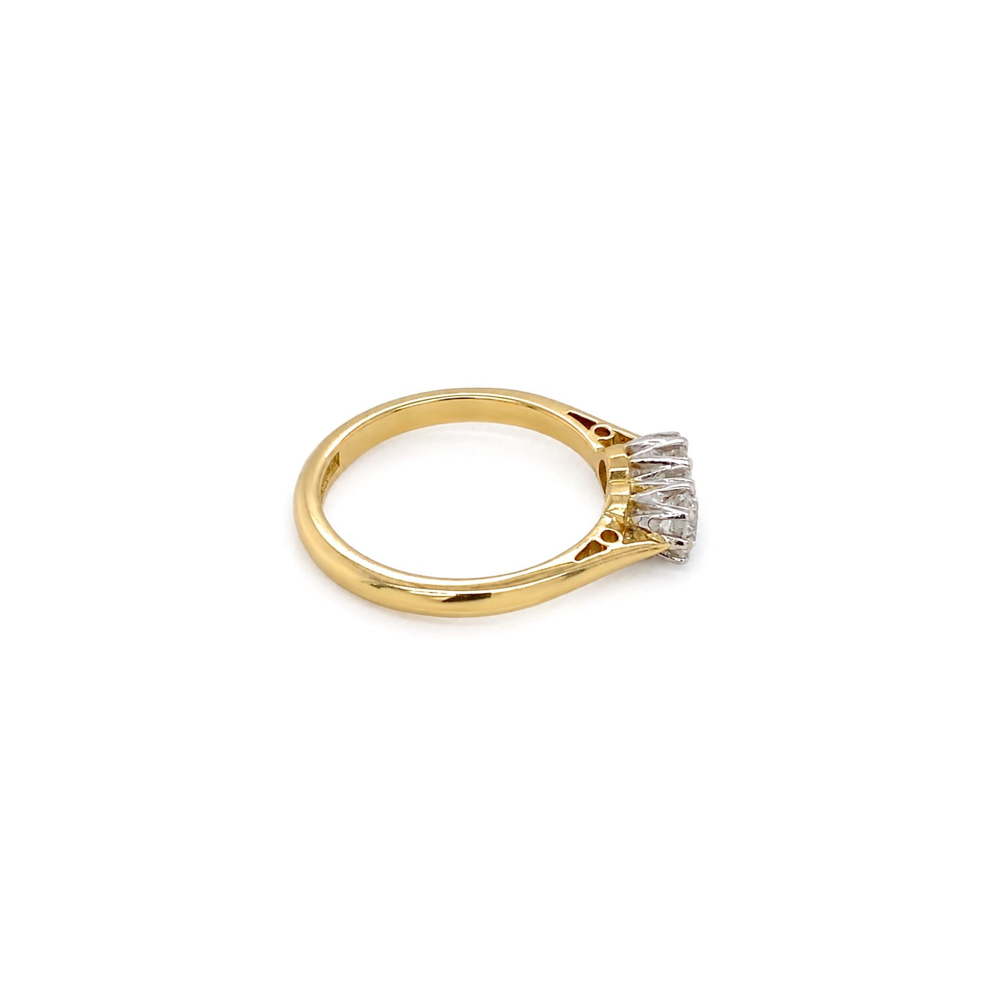Round Brilliant Cut Diamond 18K Yellow Gold & Platinum Two-Stone Engagement Ring