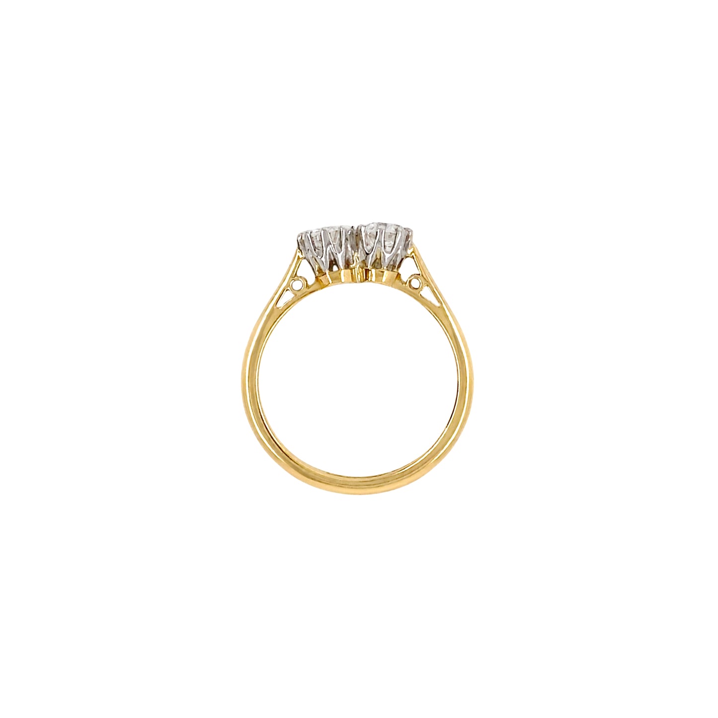 Round Brilliant Cut Diamond 18K Yellow Gold & Platinum Two-Stone Engagement Ring